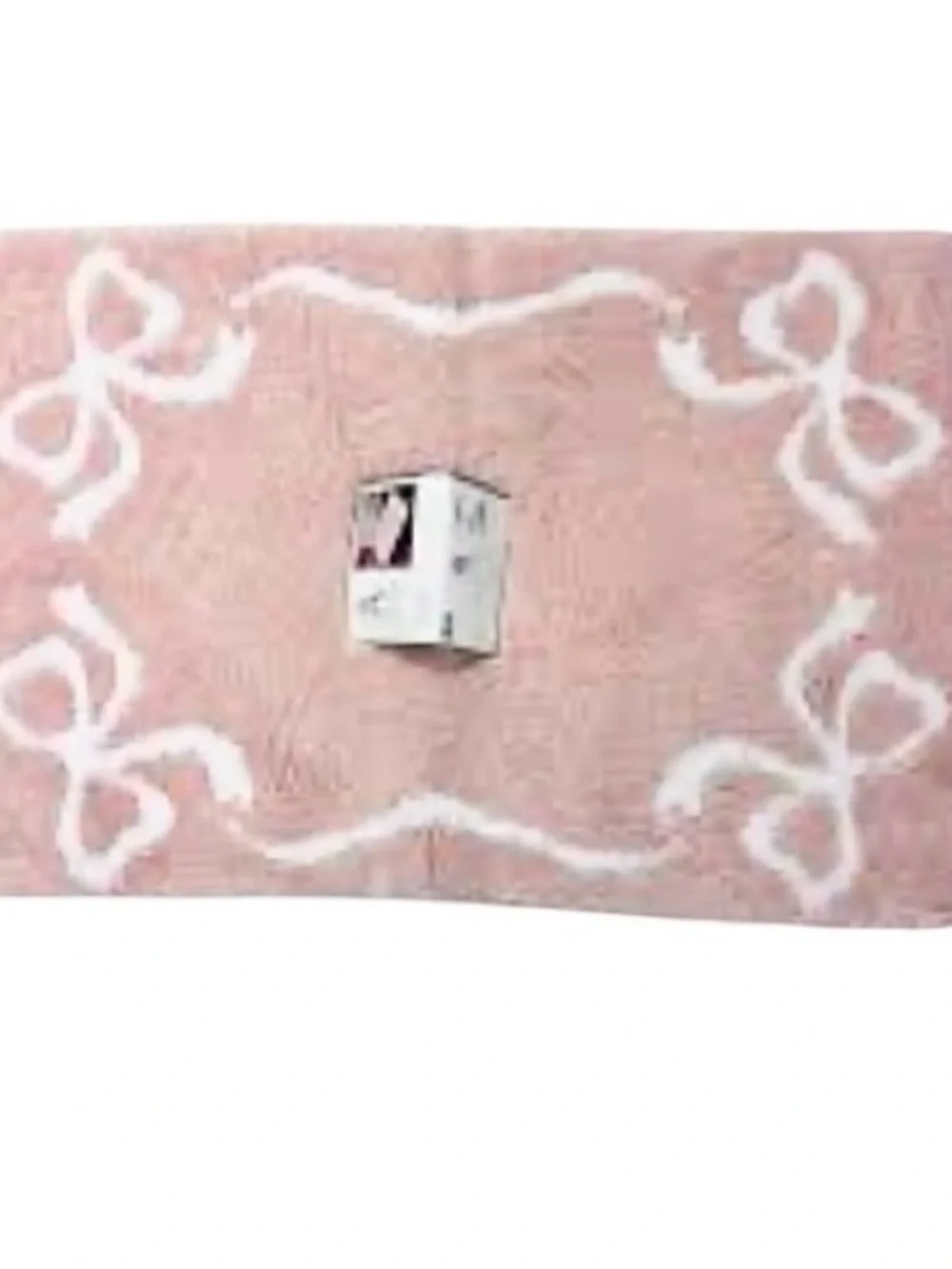 🆕- Rachel Ashwell-Coquette Plush Soft Bow Accent Bath Rug in Light Blush Pink